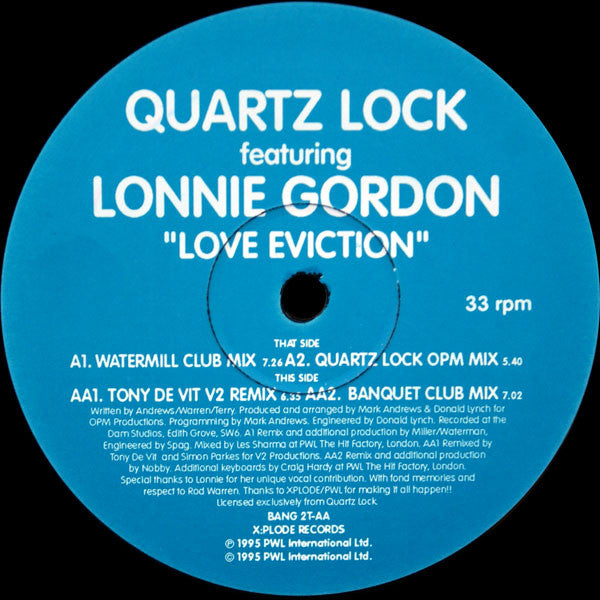 Quartzlock Featuring Lonnie Gordon : Love Eviction (12")