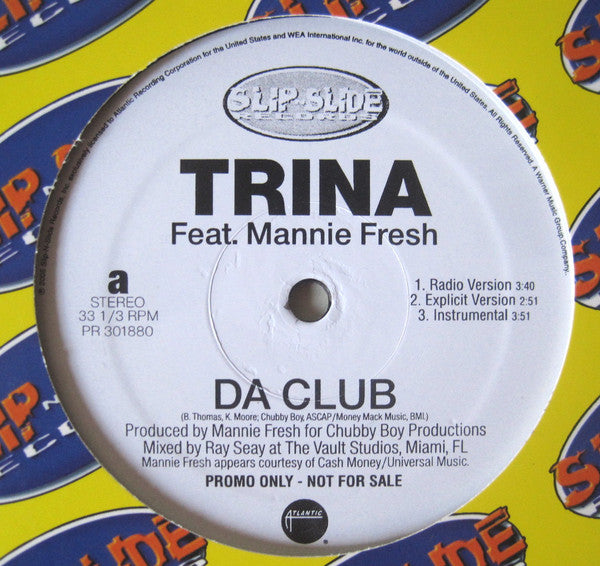 Trina Featuring Mannie Fresh : Da Club (12", Single, Promo)