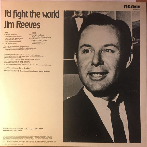 Jim Reeves : I'd Fight The World (LP, Album)
