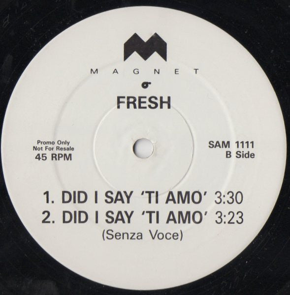 Fresh (9) : Did I Say "Ti Amo" (12", Single, Promo)