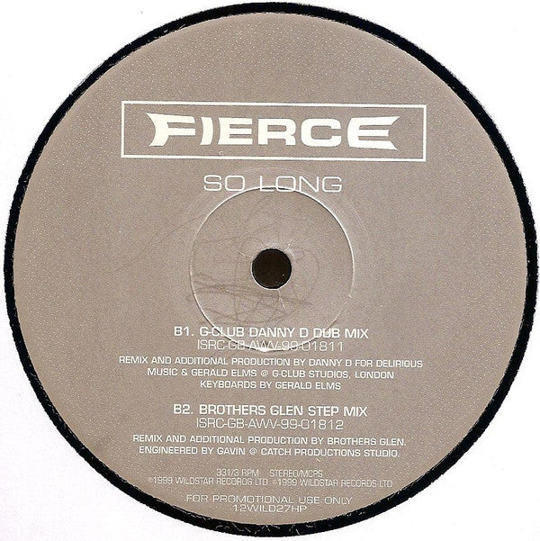Fierce (2) : So Long (12", Promo)