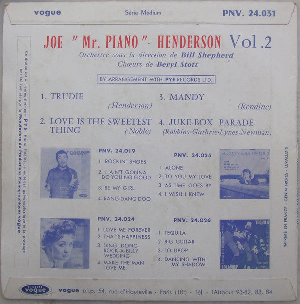Joe "Mr Piano" Henderson Et The Bill Shepherd Orchestra Et Beryl Scott Chorus : Trudie - Vol. 2 (7", EP)