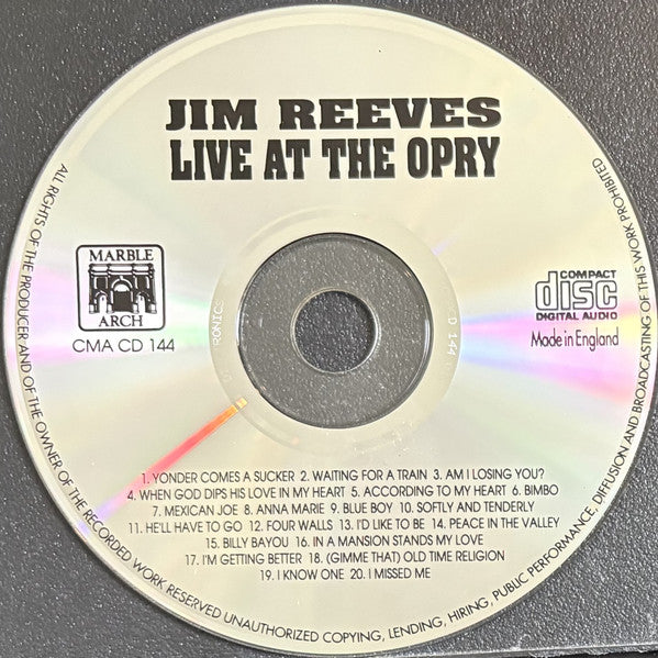 Jim Reeves : Live At The Opry (CD, Album)