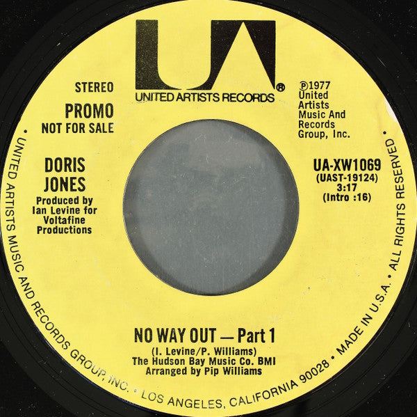 Doris Jones : No Way Out (7", Mono, Promo, Styrene, All)