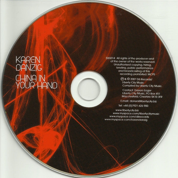 Karen Danzig : China In Your Hand (CD, Maxi, Car)