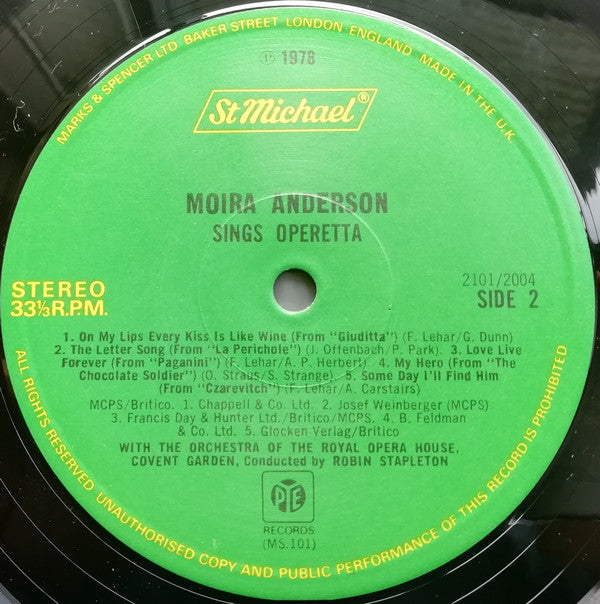 Moira Anderson With The Orchestra Of The Royal Opera House, Covent Garden : Moira Anderson Sings Operetta (LP)
