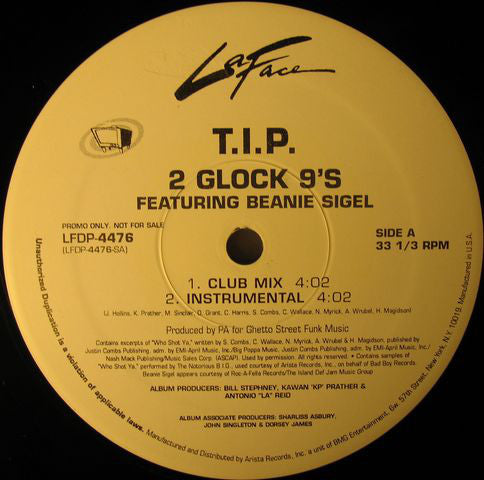 T.I. Featuring Beanie Sigel : 2 Glock 9's (12", Promo)
