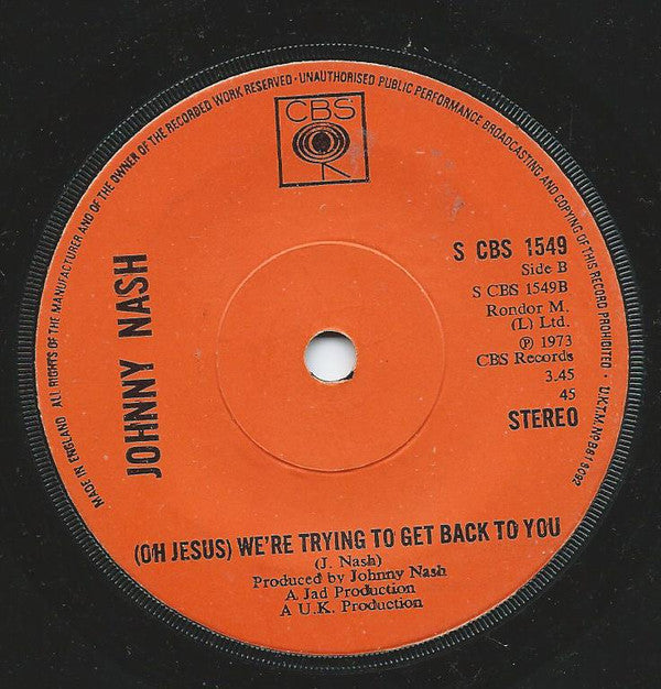 Johnny Nash : Ooh What A Feeling (7", Sol)
