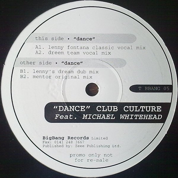 Club Culture : Dance (12", Promo)