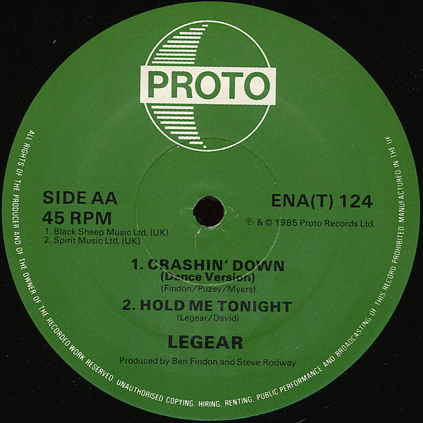 Legear : Crashin' Down (12", Single)