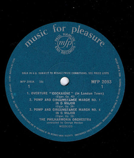 George Weldon, Philharmonia Orchestra, London Symphony Orchestra, Gladys Ripley : Pomp and Circumstance Marches 1 & 4 / Cockaigne Overture / Sea Pictures (LP, Mono)