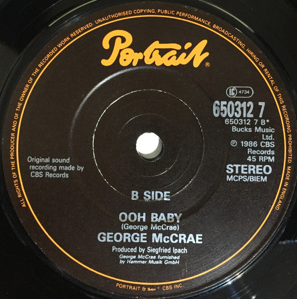 George McCrae : Rock Your Baby (7", Single)