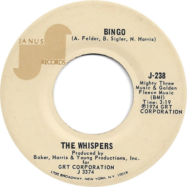 The Whispers : Bingo / Once More With Feeling (7", Single, Whi)