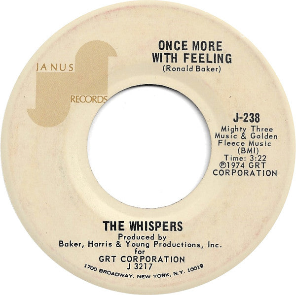 The Whispers : Bingo / Once More With Feeling (7", Single, Whi)