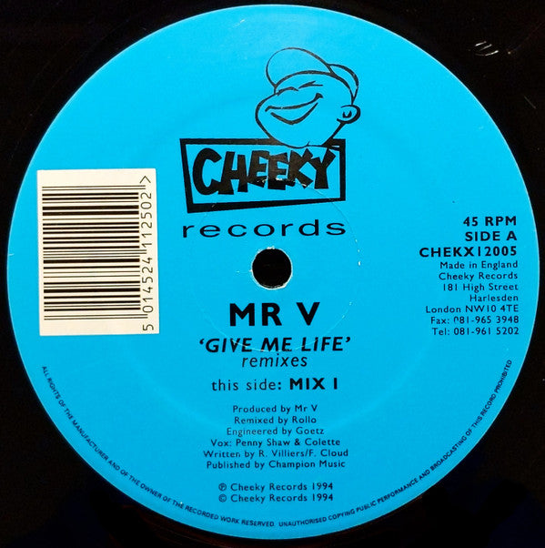 Mr. V : Give Me Life (Remix) (12", Single)