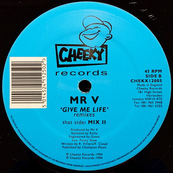 Mr. V : Give Me Life (Remix) (12", Single)