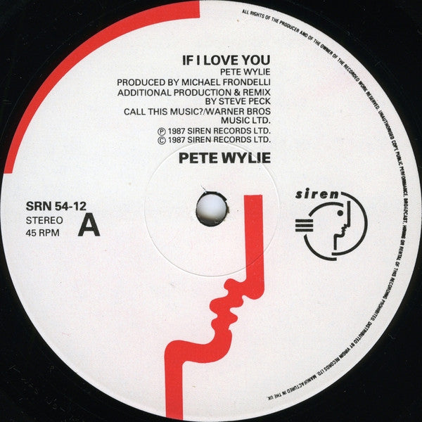 Pete Wylie : If I Love You (12", Single)