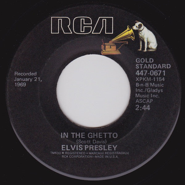 Elvis Presley : In The Ghetto / Any Day Now (7", RE)