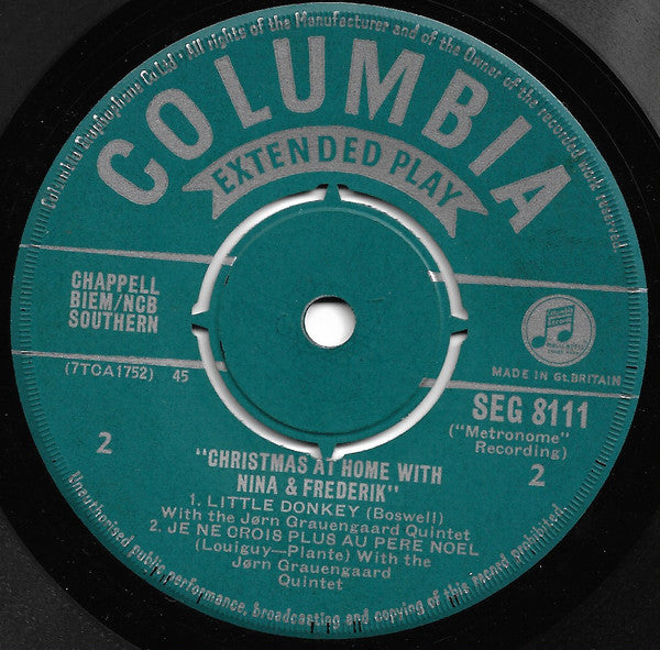 Nina & Frederik : Christmas At Home With Nina And Frederik (7", EP, Mono)
