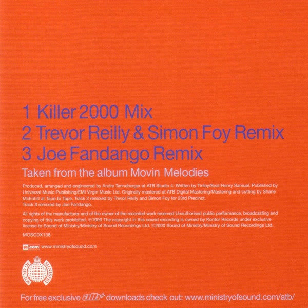 ATB : Killer (CD, Single, CD2)