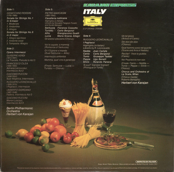 Gioacchino Rossini ▪ Giuseppe Verdi ▪ Giacomo Puccini ▪ Pietro Mascagni ▪ Ruggiero Leoncavallo - Herbert von Karajan ▪ Berliner Philharmoniker : Karajan Express (2xLP, Comp)