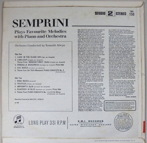 Alberto Semprini : Semprini Plays Favourite Melodies (LP, Album)