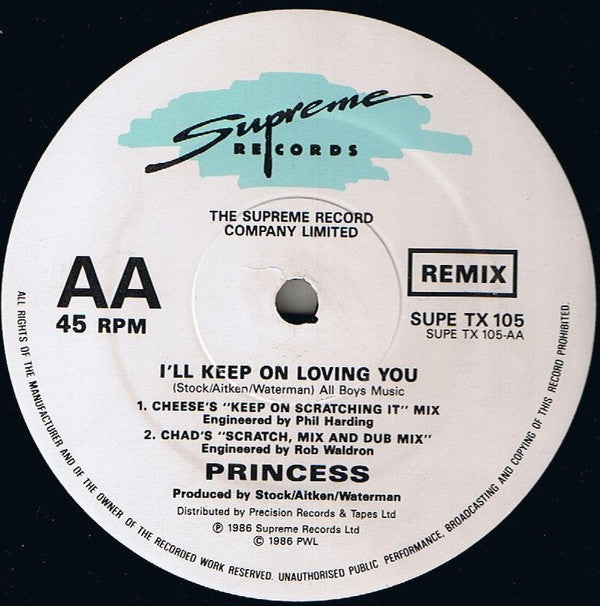 Princess : I'll Keep On Loving You (Remix) (12", Maxi, gat)
