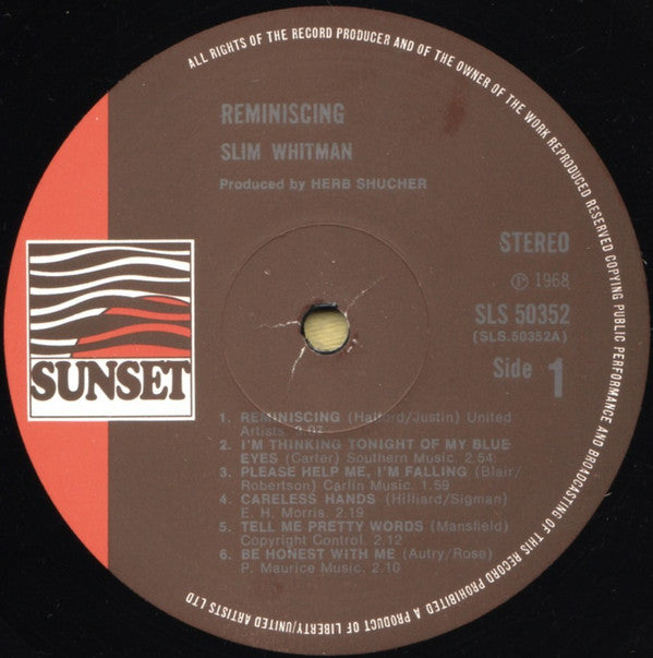 Slim Whitman : Reminiscing (LP, Album, RE)