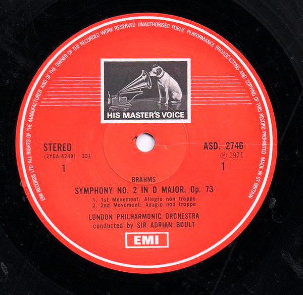Johannes Brahms, Janet Baker And John Alldis Choir With London Philharmonic Orchestra, Sir Adrian Boult : Symphony No.2 / Alto Rhapsody (LP, RP)