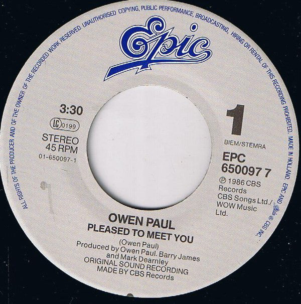 Owen Paul : Pleased To Meet You (7", Single)