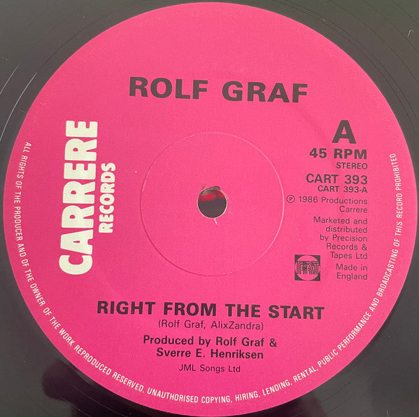 Rolf Graf : Right From The Start  (12")