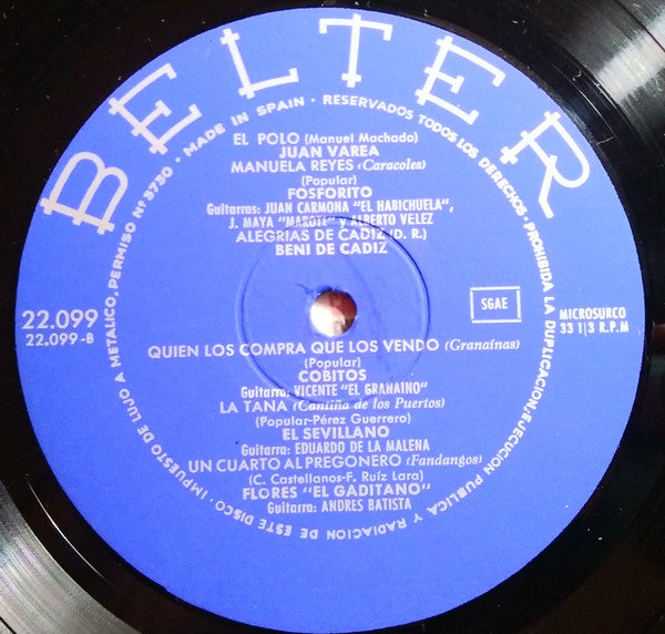 Pepe Marchena, Juanito Valderrama, Canalejas De Puerto Real, Juanito Maravillas, Pepe Pinto, Porrina De Badajoz, Juan Varea, Fosforito, Beni De Cádiz, Cobitos, El Sevillano, Flores El Gaditano : ASI CANTAN (LP, Comp)