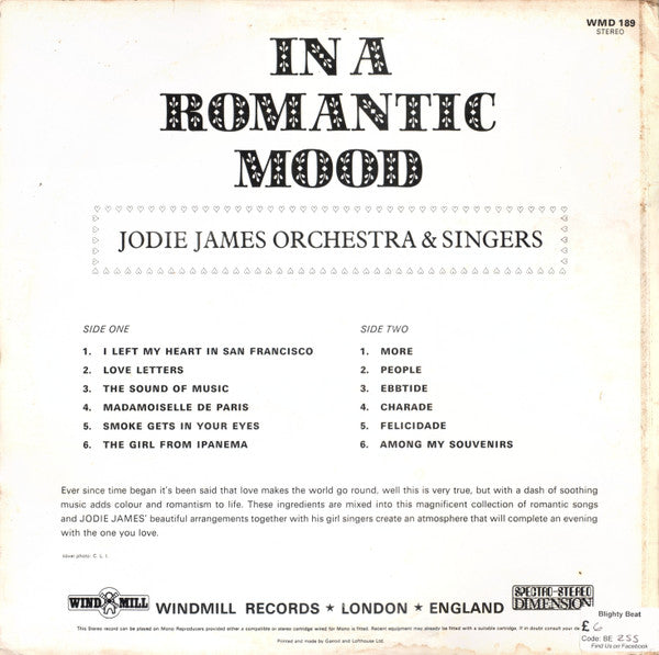Jodie James Orchestra & Singers : In A Romantic Mood (LP, Lab)