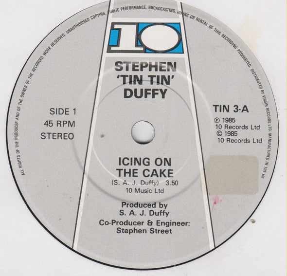 Stephen Duffy : Icing On The Cake (7", Single, Blu)