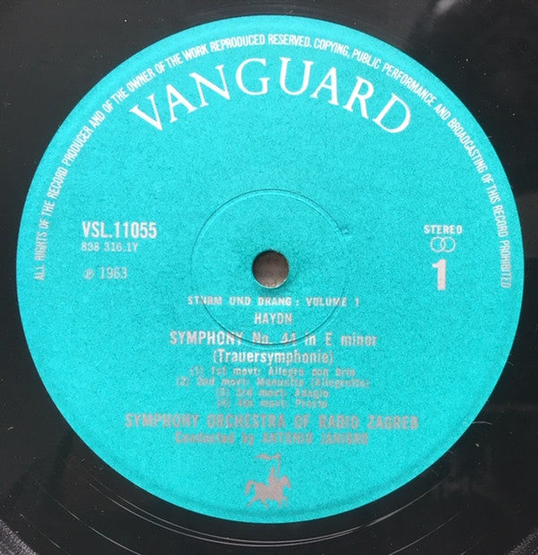 Joseph Haydn, Simfonijski Orkestar HRT-a, Antonio Janigro : The Sturm Und Drang Symphonies, Volume 1 (No.44 In E Minor, "Trauersymphonie" / No.45 In F Sharp Minor "Farewell")  (LP, RE)