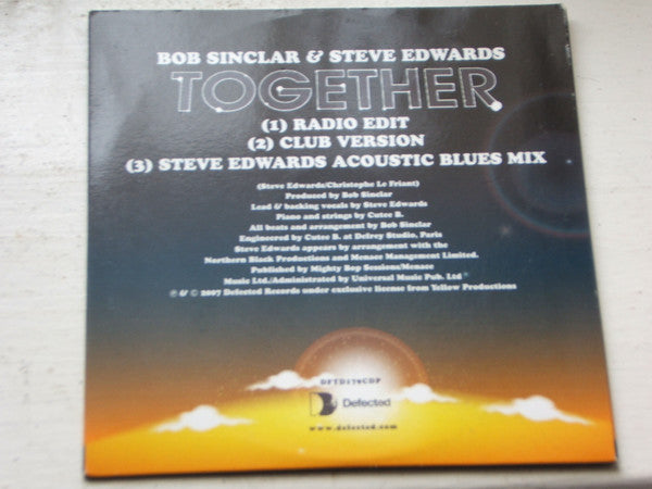 Bob Sinclar & Steve Edwards : Together (CD, Single, Promo, Car)