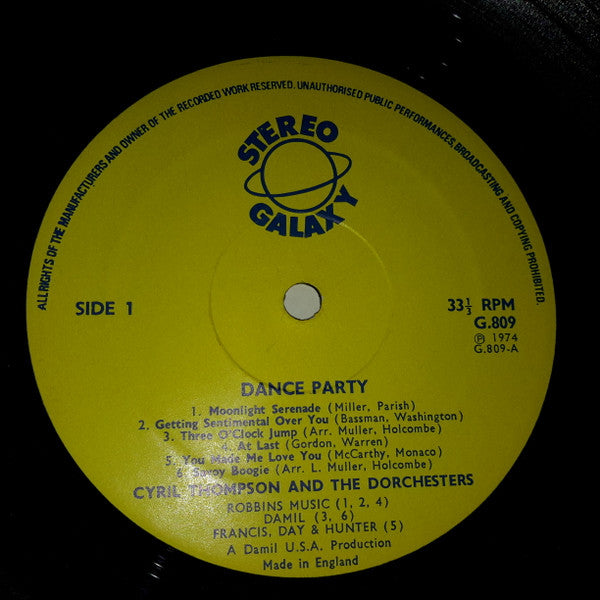 Cyril Thompson And The Dorchesters : Dance Party (LP, Album)