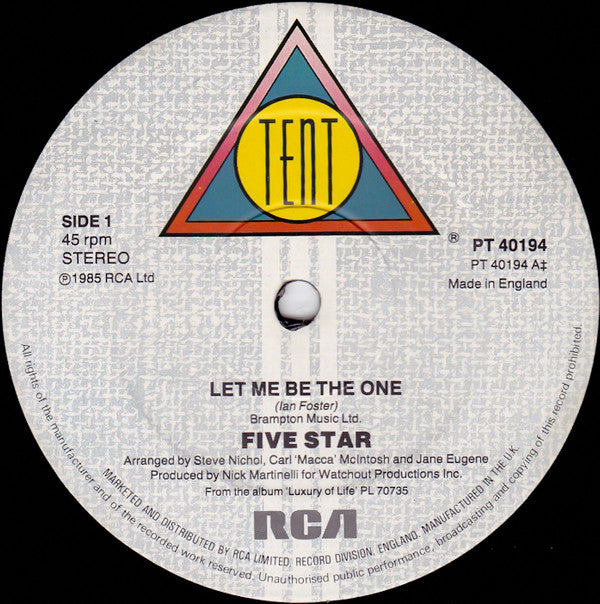 Five Star : Let Me Be The One (12")