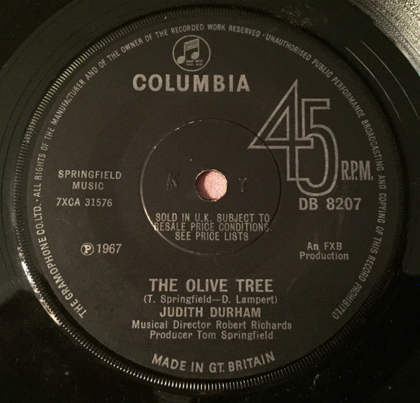Judith Durham : The Olive Tree (7", Single, sol)