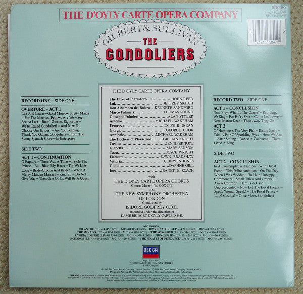 Gilbert & Sullivan, D'Oyly Carte Opera Company : The Gondoliers (2xLP)