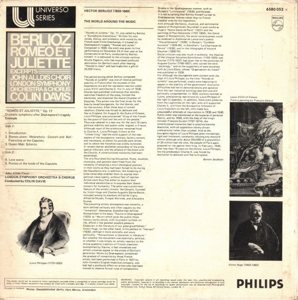 Hector Berlioz - John Alldis Choir, London Symphony Orchestra & London Symphony Chorus, Sir Colin Davis : Romeo Et Juliette (Excerpts) (LP)