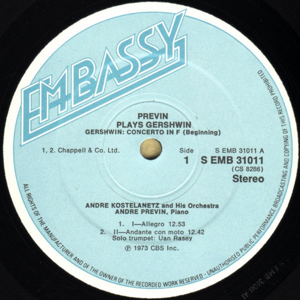 André Previn : Previn Plays Gershwin (LP)