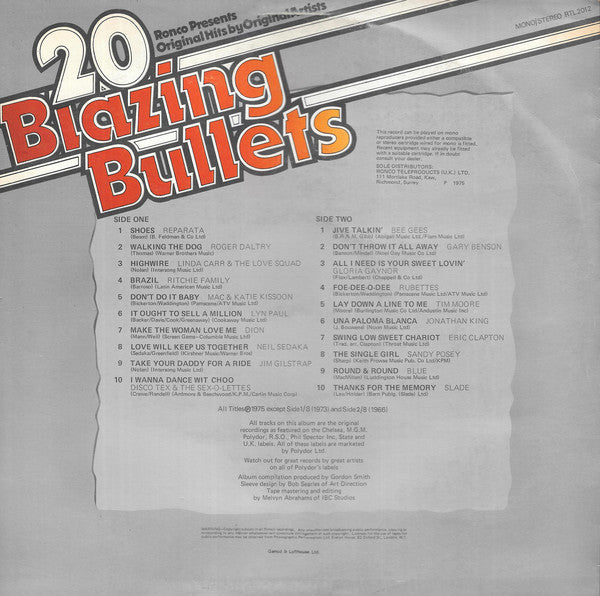 Various : 20 Blazing Bullets (LP, Comp)