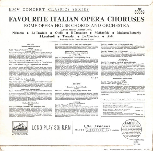 Coro Del Teatro Dell'Opera Di Roma And Orchestra Del Teatro Dell'Opera Di Roma : Favourite Italian Opera Choruses (LP, Mono, Lab)
