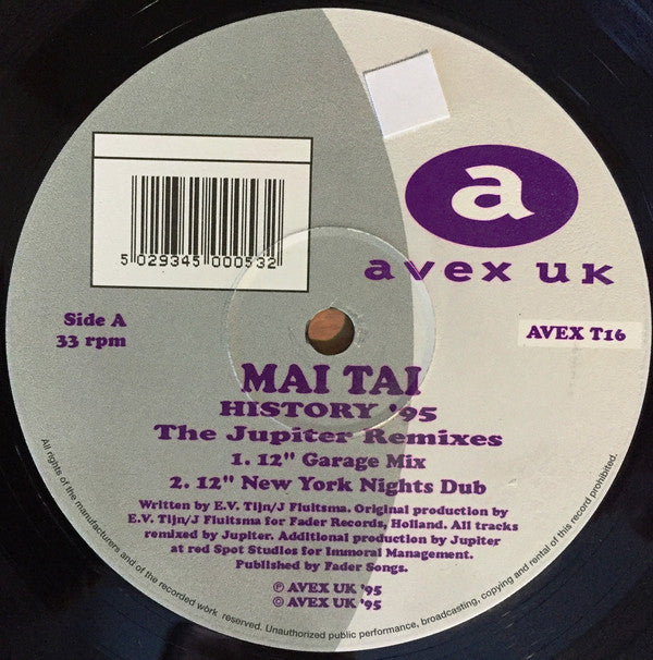 Mai Tai : History '95 (The Jupiter Remixes) (12")