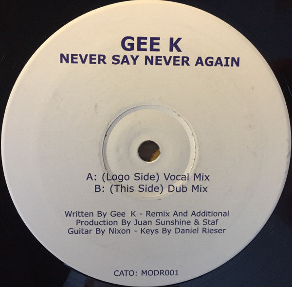 Gee K : Never Say Never Again (12")