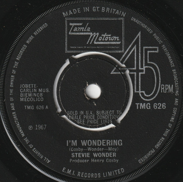 Stevie Wonder : I'm Wondering (7", Single, 4-P)