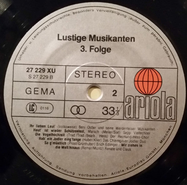 Various : Lustige Musikanten (3. Folge) (2xLP, Comp)