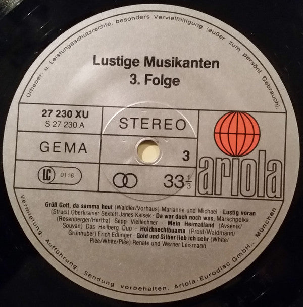 Various : Lustige Musikanten (3. Folge) (2xLP, Comp)