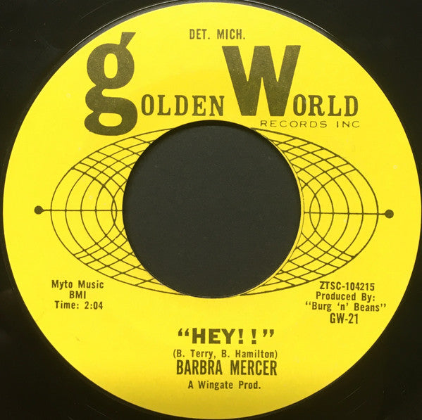 Barbra Mercer* : "Hey!!" / Can't Stop Loving You Baby (7", Styrene)